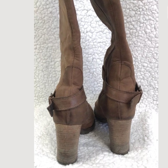 Fabianelli Leather Knee High Heeled Tan Boots Size 36 US 6 Old Money Boho - Picture 4 of 9